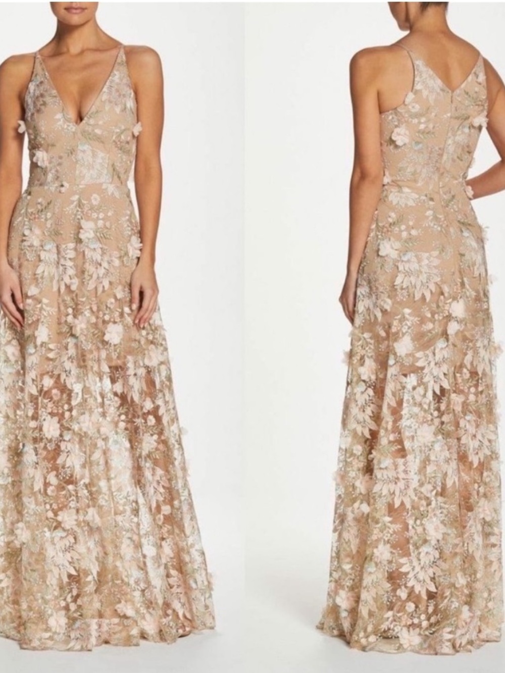 Dress The Population Sidney 3D Floral Appliqué Maxi Gown Pink Rose New Size XXL - Picture 6 of 16